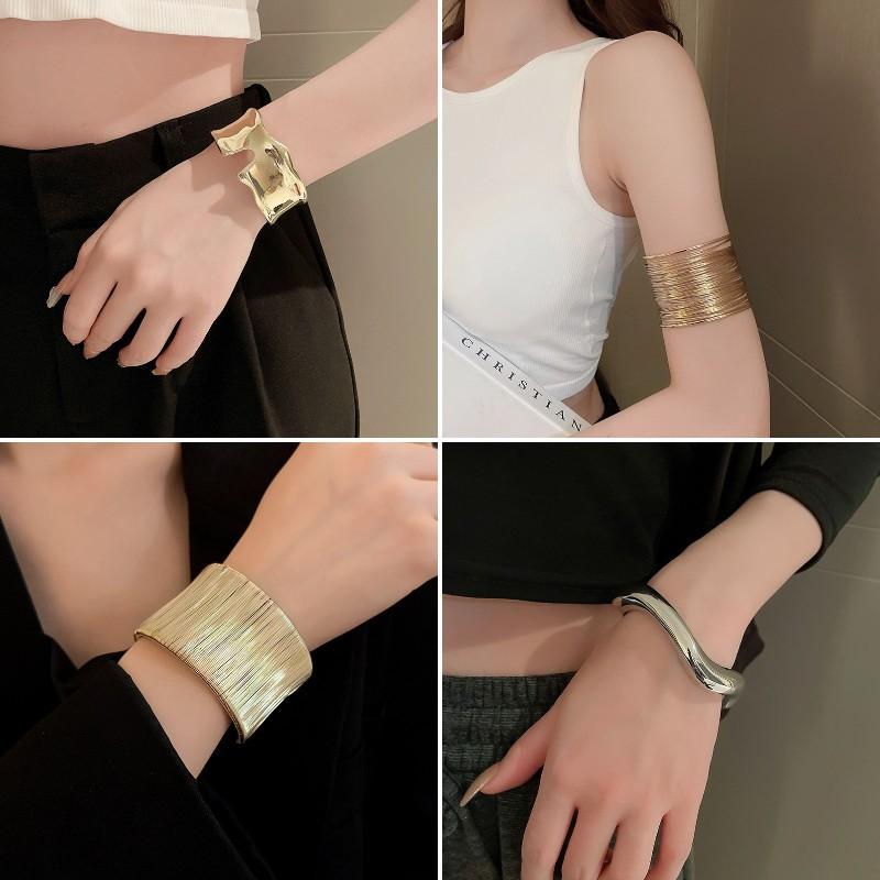 European and American Metal Flower Bracelet Exaggerated Niche High-end Bracelet Arm Ring Design Temperament Jewelry