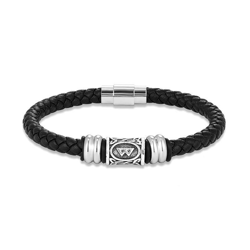 Personalized Norse Viking Runes Amulet Bracelet Leather Wristband With Futhark Rune Bead In Your Choice Viking Jewelry