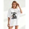 Oversized T Shirt Black Feral Cat Drinking Wine And Fancy Juice Graphic Print Casual Streetwear For Women