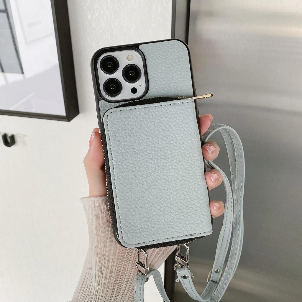 Crossbody Lanyard Zipper Wallet Phone Case for IPhone 15 14 Plus 13 12 Mini 11 Pro XS Max X  Card Slot Holder Soft Leather Cover