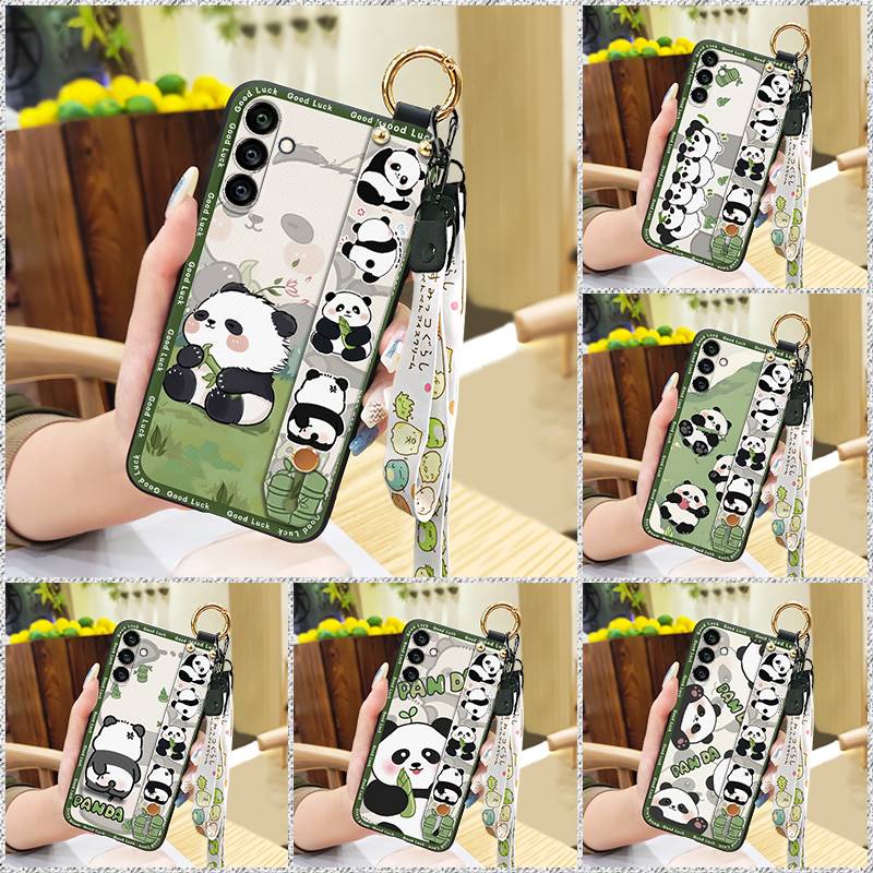 Ring Anti-knock Phone Case For Samsung Galaxy A24/SM-A245F/A25 5G Shockproof Wristband Waterproof Fashion Design Panda