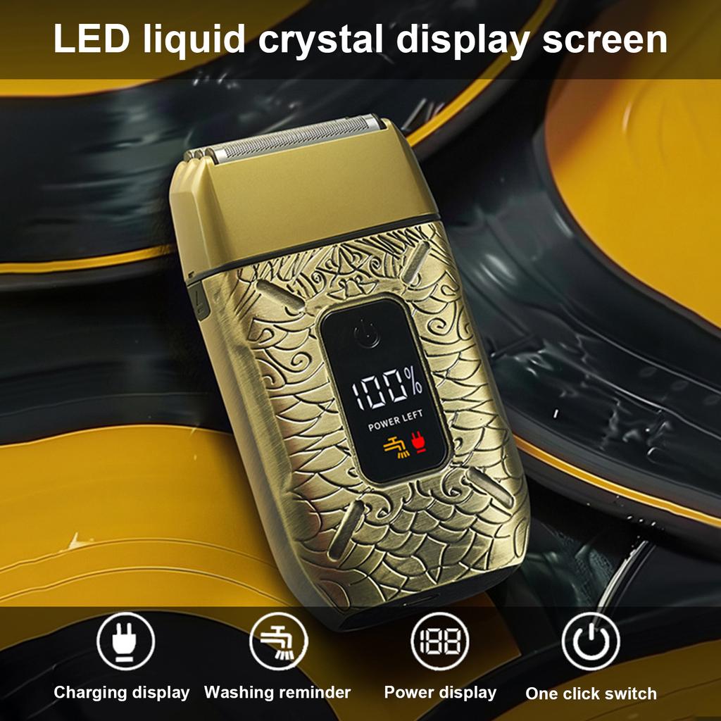 Men s Electric Beard Trimmer with 3 Heads Shaving Foil Razor Bald Head Shaver Full Body Washable Dry and Wet Use