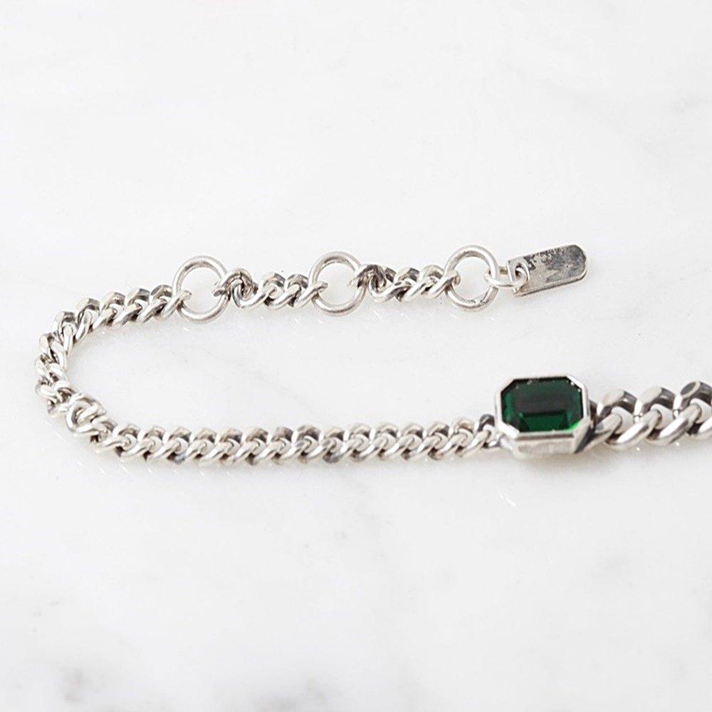 Emerald Cubic Silver Bracelet Men Women Antique 925 Silver Unisex Couple Stylish