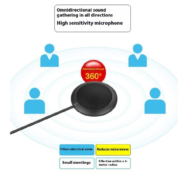 USB 360 Degree Omnidirectional Condenser Mic AntiSlip Base Omnidirectional Condenser Desktop USB Conference Microphone