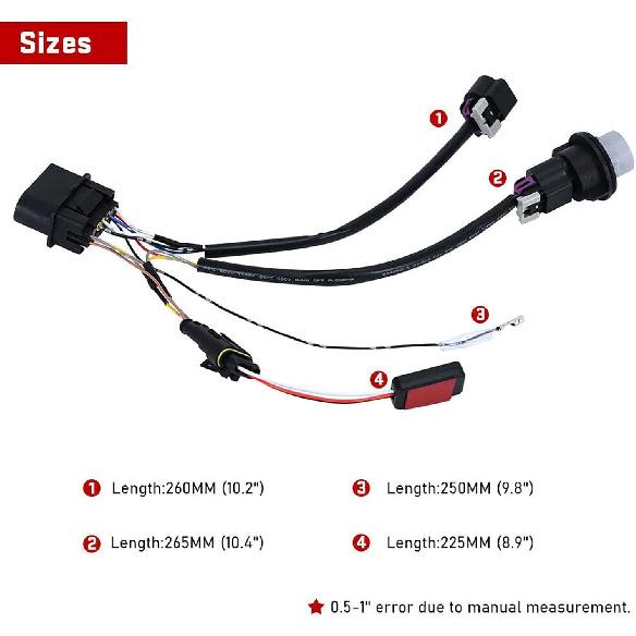 2pcs Car Headlight Lamp Wiring Harness Adapter for Dodge Ram 1500 2500 3500 2013-2018