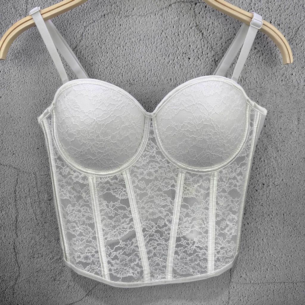 Classic Women Black White Dot Tube Top Corset Bustier Girl Sexy Push Up Vest Bralet Lady Bra Cropped Tops Club Party Lingerie
