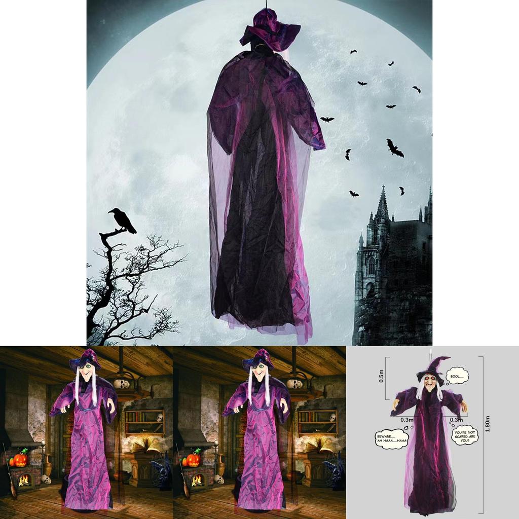 Large Sound Activated Witch Decoration For Halloween Party Ghostly Bar Atmosphere