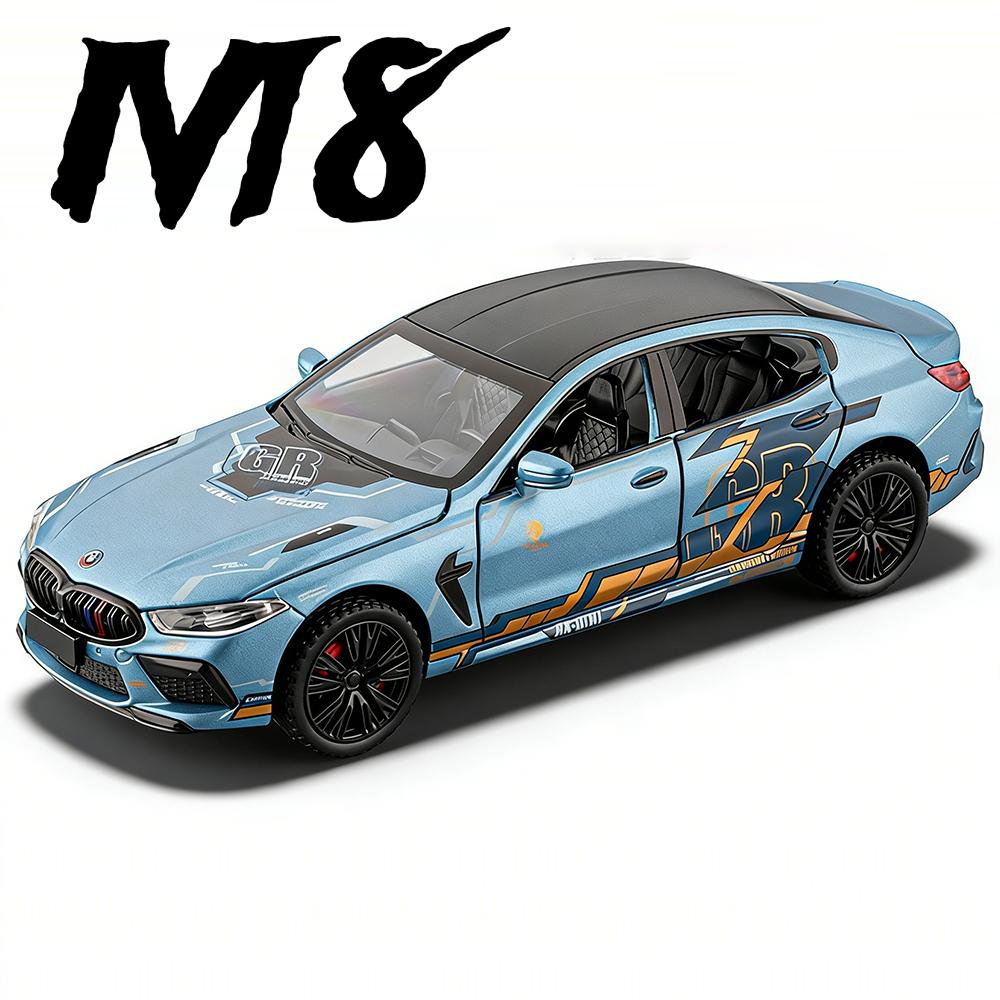 1:32 Scale M8 M4 Sports Car Model Toy Wheel Steering Doors Opened Supercar Sound Light Miniature Models Gifts for Children