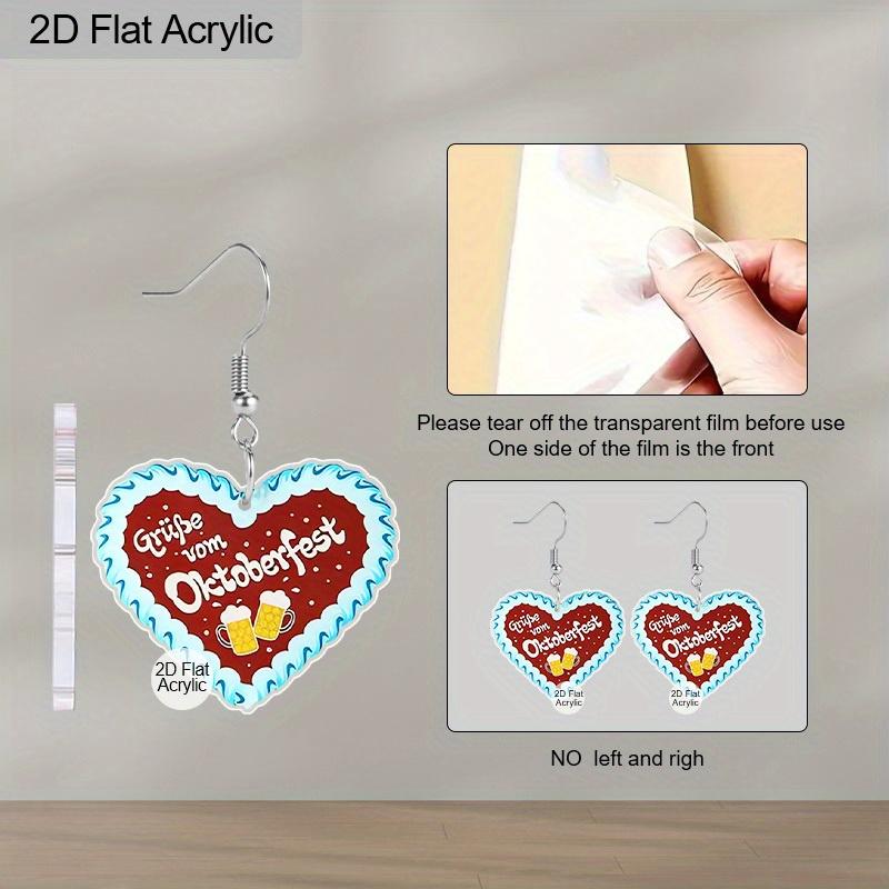 2D Flat Oktoberfest, Heart-shaped Cheers Acrylic Material Earrings Dangle for Women Jewelry Gifts The Perfect Holiday Gift Party Gift