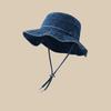Retro Washed Cotton Denim Bucket Hat - Unisex Fisherman Cap For Women/Men, Spring/Autumn Sunshade With Vintage Distressed New