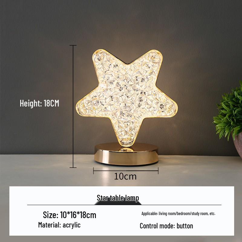 Star Moon Touch Lamp: Three-Color Rechargeable Night Light, Ideal for Bedroom or Birthday Gift.