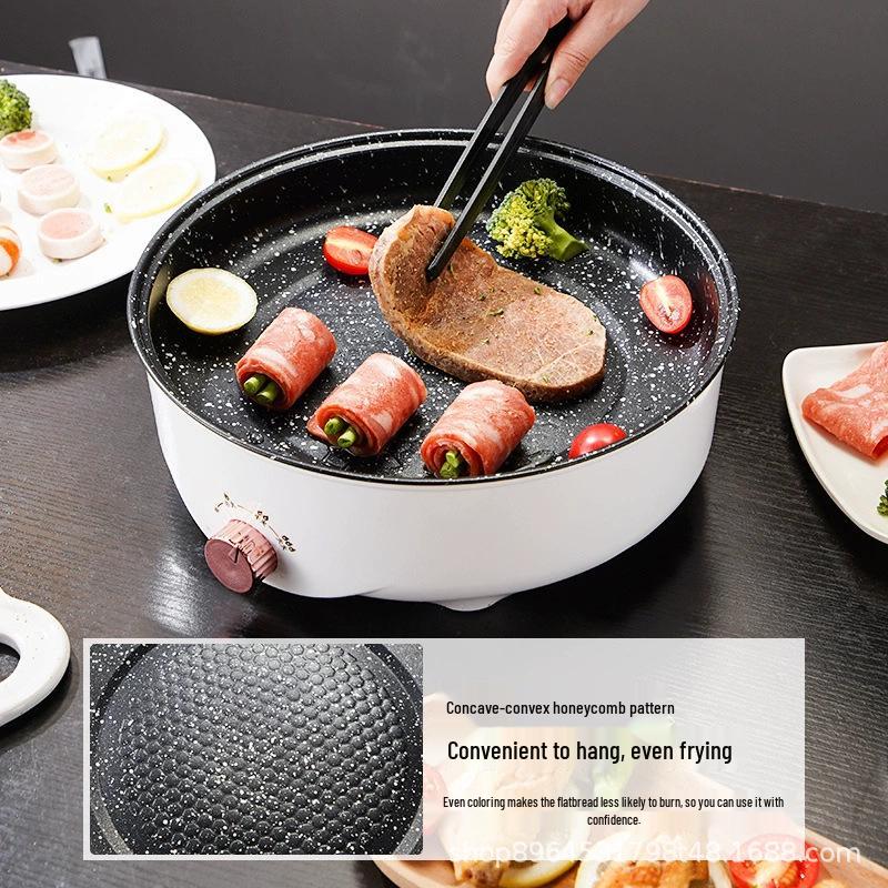 Korean Style Non-stick Electric Griddle: Multifunctional Home BBQ & Frying Pan for Small Spaces