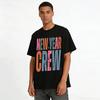 New Year Crew Retro Distressed Print Casual Top Pure Cotton T-shirt