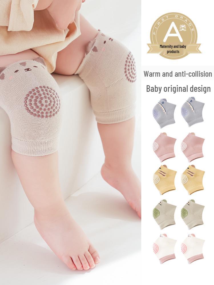 2026 Autumn Infant Anti-Fall Non-Slip Knee Pads, Pure Cotton, Cartoon Animal Design for Ages 0-3
