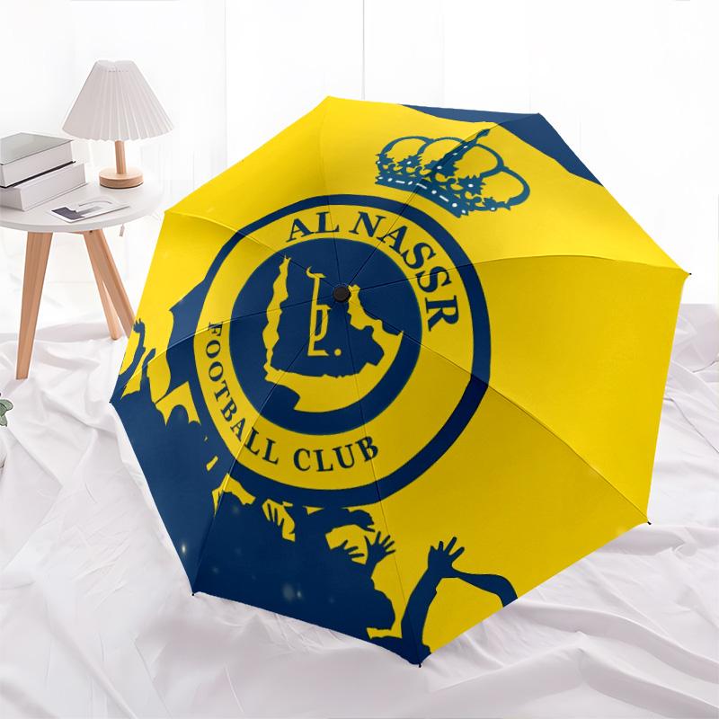 Al Nassr FC Pattern, Automatic Folding Umbrella, Portable and Foldable Design, 8 Ribs, a Christmas or Birthday Gift.