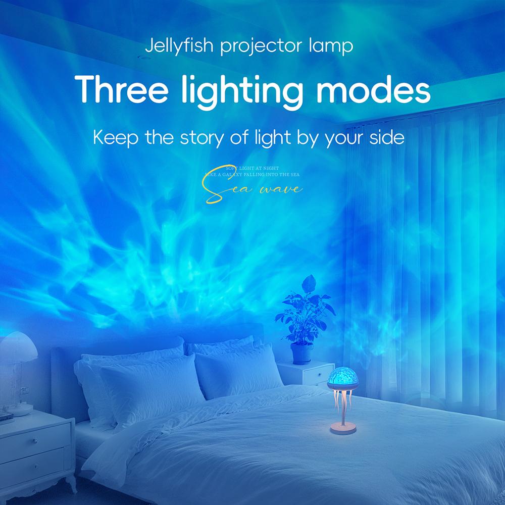 Projection Jellyfish Night Light Adjustable RGB Multiple Colors Jellyfish Table Lamp Ocean Ambient Lighting For Bedroom Decor