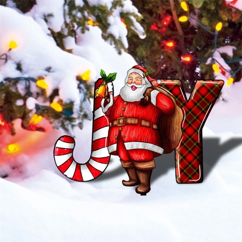 Christmas Santa Claus Stakes Xmas Garden Yard Signs Santa Claus Yard Art Outdoor Christmas Decorations for Lawn Door