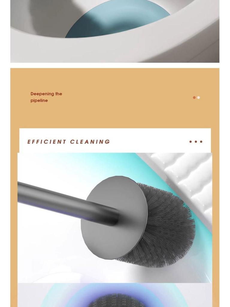 Space Aluminum Wall-Mounted Toilet Brush Set - No Dead Angle, Punch-Free Cleaning Solution