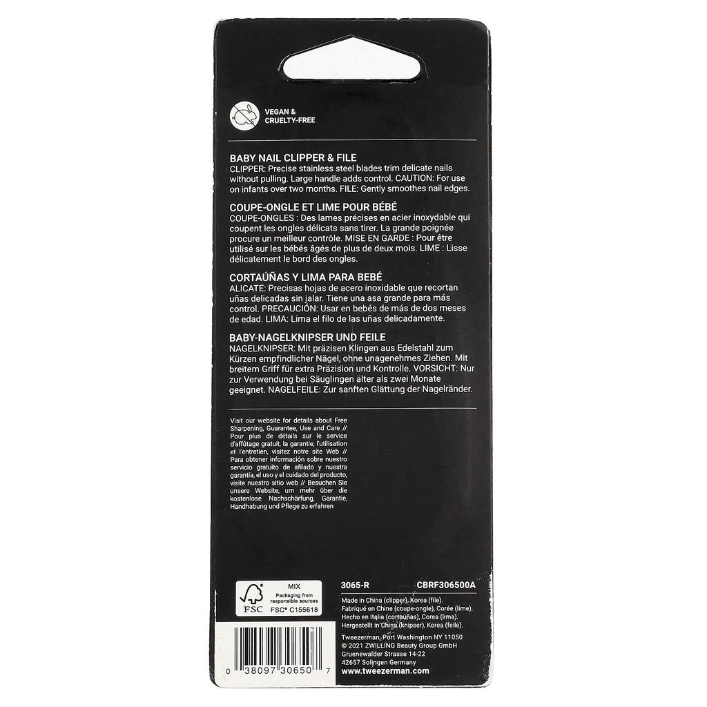 TWEEZERMAN Baby Nail Clippers & File, 2-Piece Kit