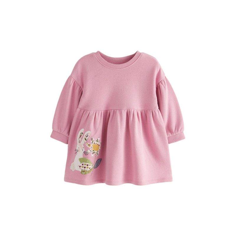 Girls' Floral Dress Autumn 2025 New Stylish Children's Pink Sweatshirt Dress Baby Spring and Autumn Princess Dress