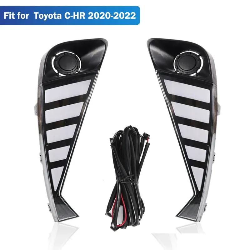 Multi-function LED Reflector Lamp For Toyota C-HR CHR    DRL Dynamic Yellow White Turn Signal Daylight Fog Lamp 12V