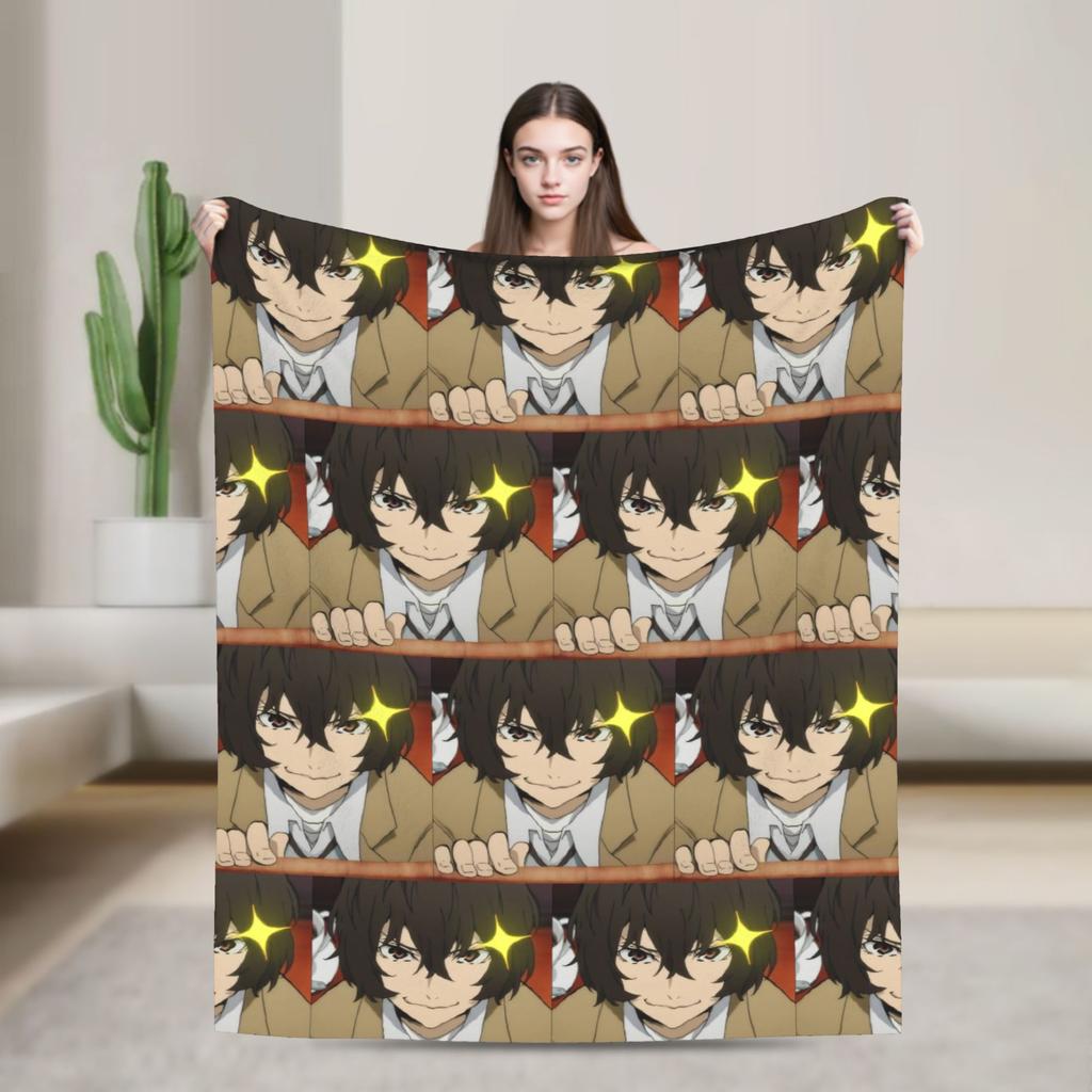 Anime Bungo Stray Dogs Blanket Fleece Winter Multi-function Lightweight Throw Blanket for Home Office Bedspreads