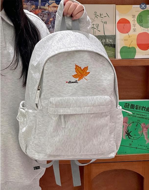 Schoolbag Korean ins Maple Leaf Embroidery Mori Small Fresh Junior High School Student School Bag High Value Sweet Soft Sister Backpack