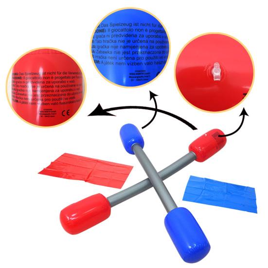 Inflatable Gladiator Game Set Inflatable Battle 2 Sticks & 2 Mats Kit Fun Interactive Outdoor Duel Game for Kids Adults