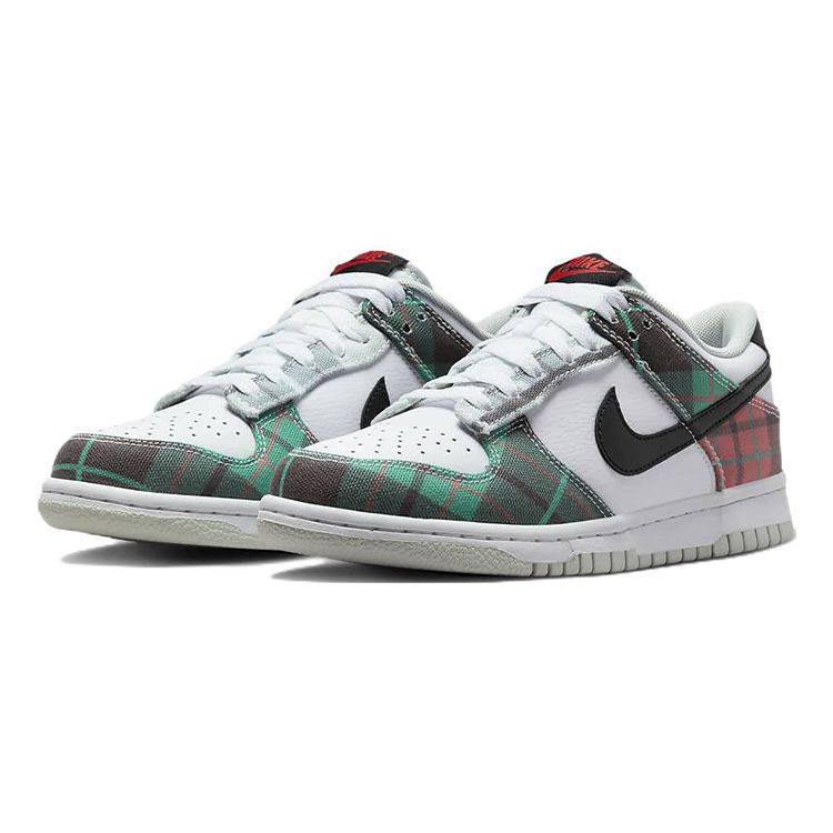 Nike Dunk Low SE GS Tartan Plaid Kids Sneakers White University-Red Black DV8919-100