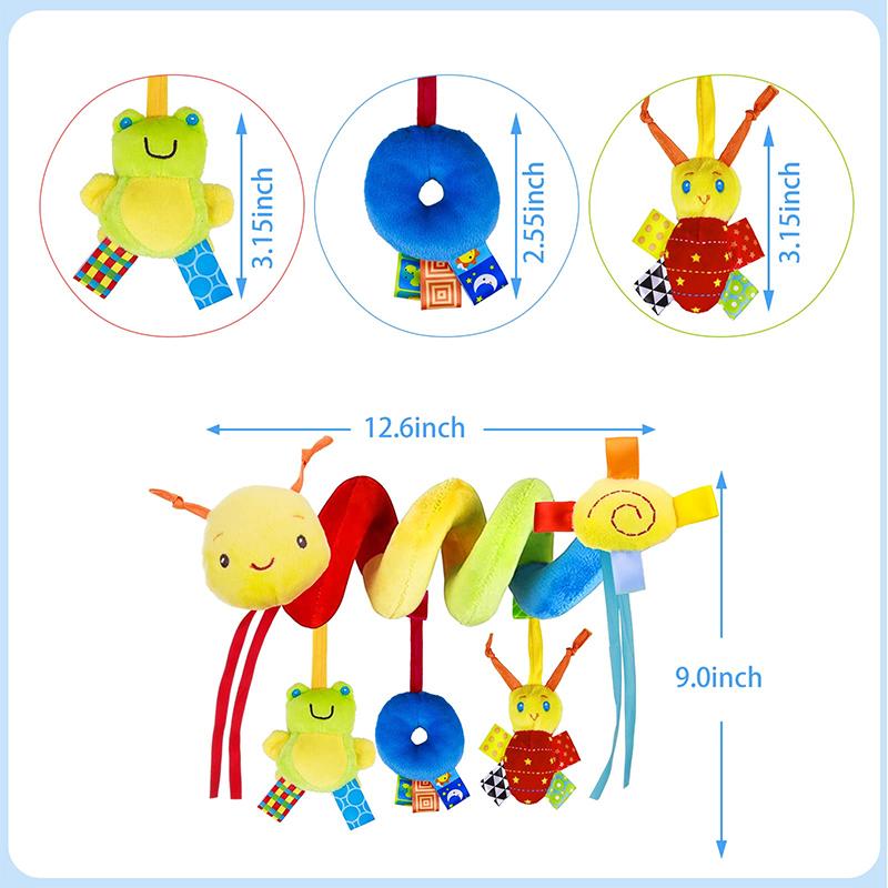 Plush Spiral Baby Toy for Stroller Crib Hanging Sensory Rattle Teether Interactive Newborn Comfort Early Learning Montessori