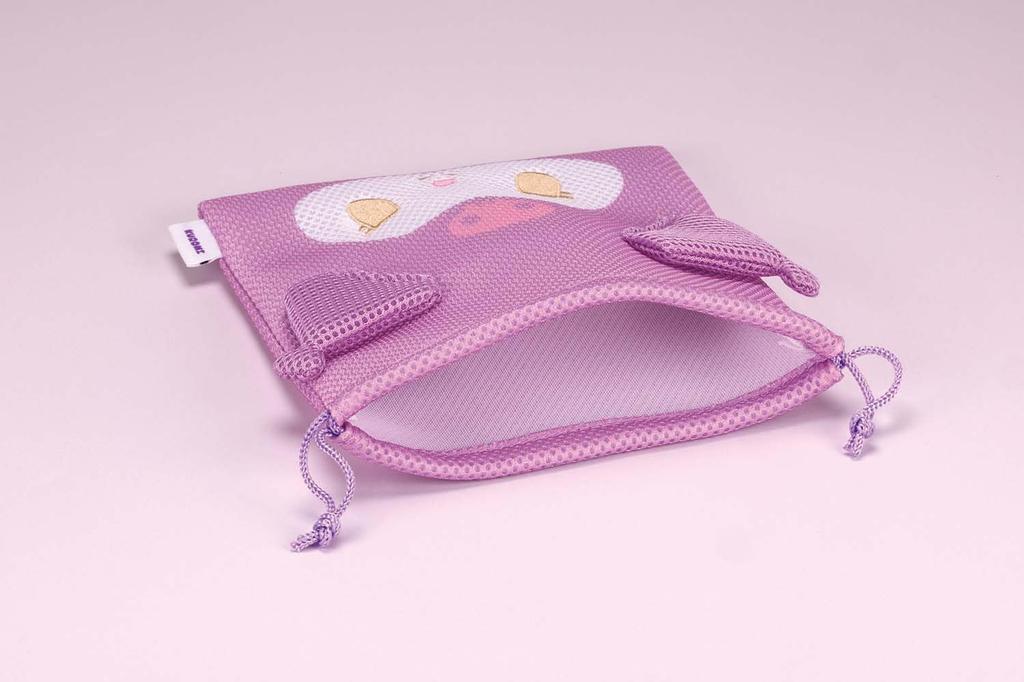 Skater Mesh Drawstring Pouch, Fully Washable, Breathable, Sanrio Kuromi ZKM1-A