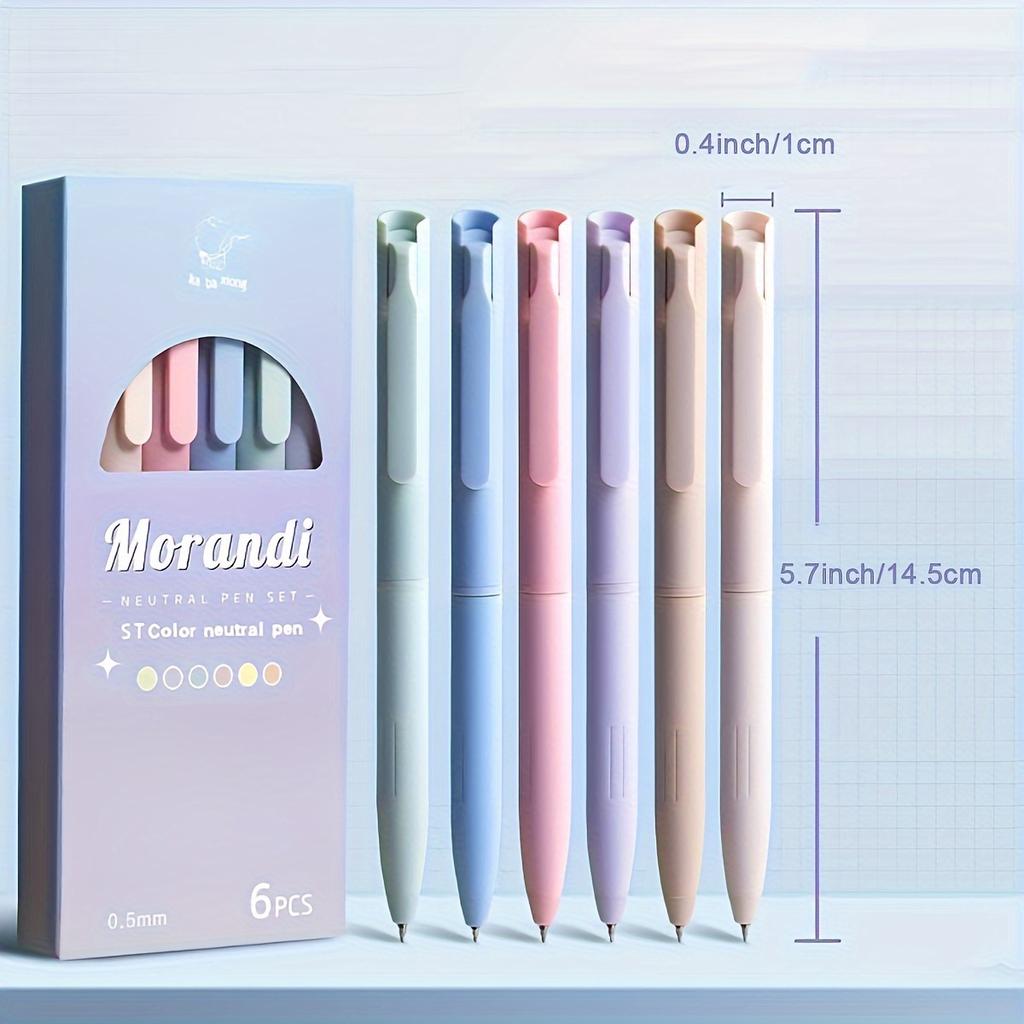 6pcs Colored Gel Pens Set with Quick Dry Ink, 0.5mm Fine Point Retractable Pens, Smooth Writing Pens
