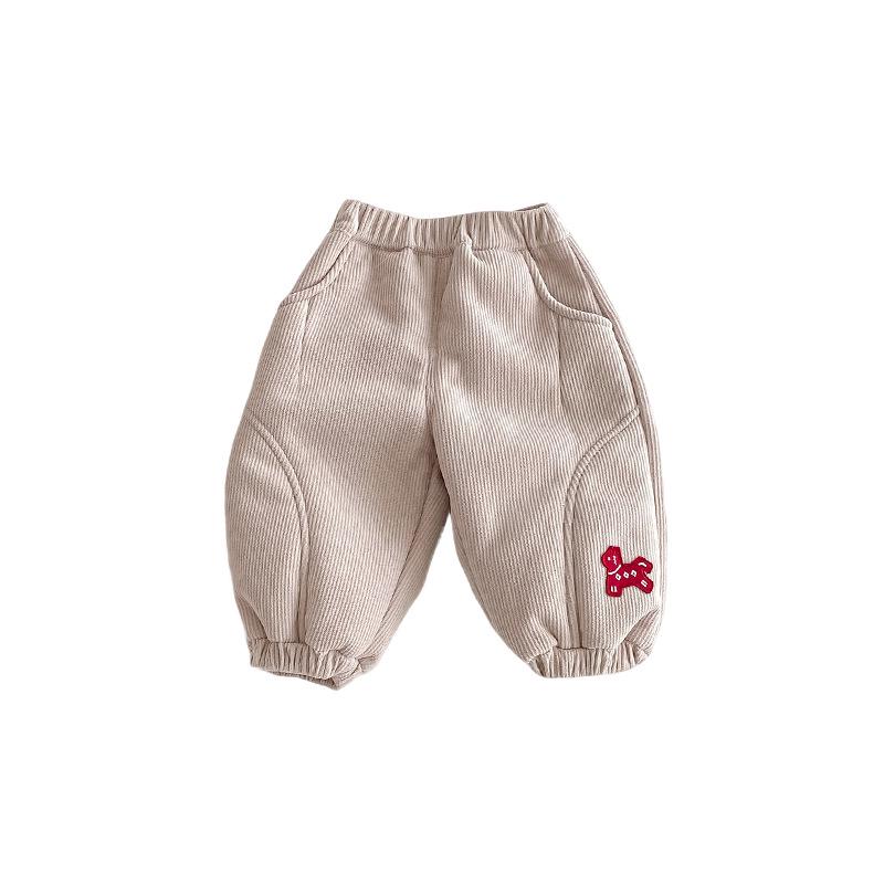 Children's Fleece-Lined Embroidered Sweatpants - 2025 Winter Fashion for Boys