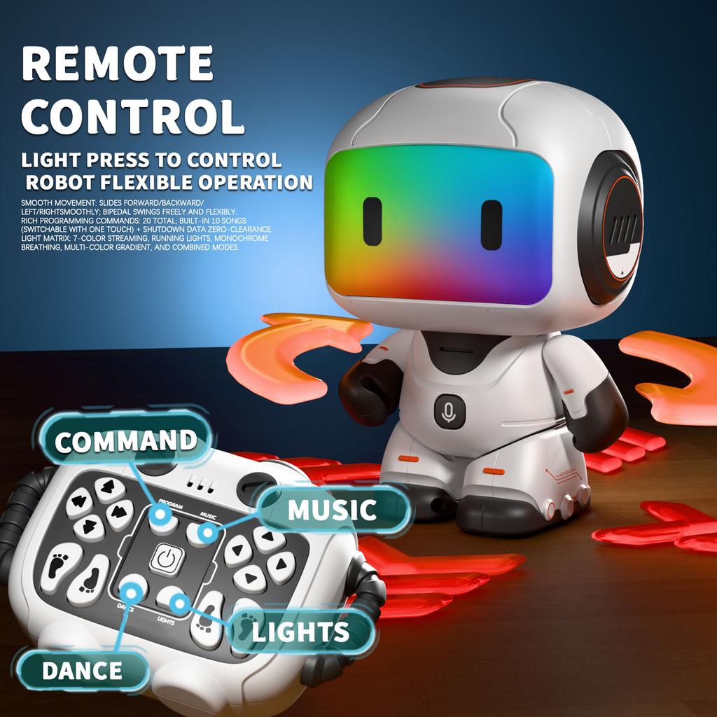 2.4G RC Robot, Intelligent Programmable Robot with Detachable Controller, Voice Recording, Dancing, Walking, Sliding,