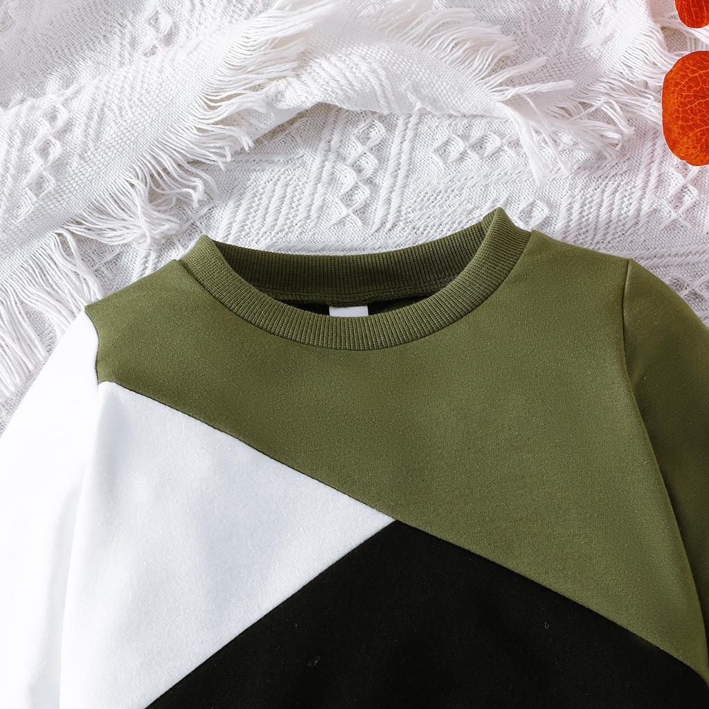 Frühling und Herbst Neues Sweatshirt Patchwork Zweiteiliges Set Mode Lässiges Outfit Kinderbekleidung