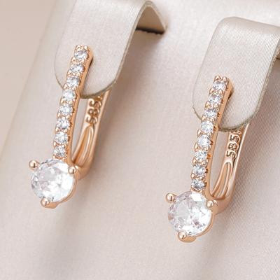 Orecchini a pendente da sposa color oro rosa da donna alla moda lucidi zircone naturale accessori alta qualità gioielli fini quotidiani