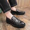 New Platform Men's Leather Shoes, Men's British Style Business Dress, Foot Cover and One Pedal, Casual Youth Small Leather Shoes