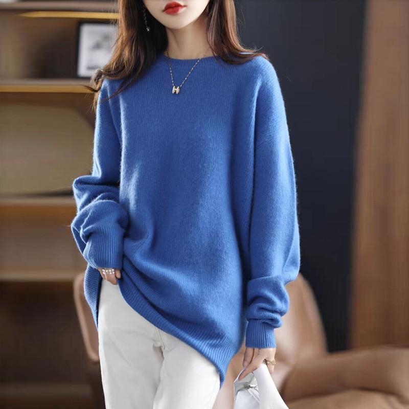 Womens Casual Loose Fit Crewneck Sweater Fall Winter Fashion Minimalist Knit Top