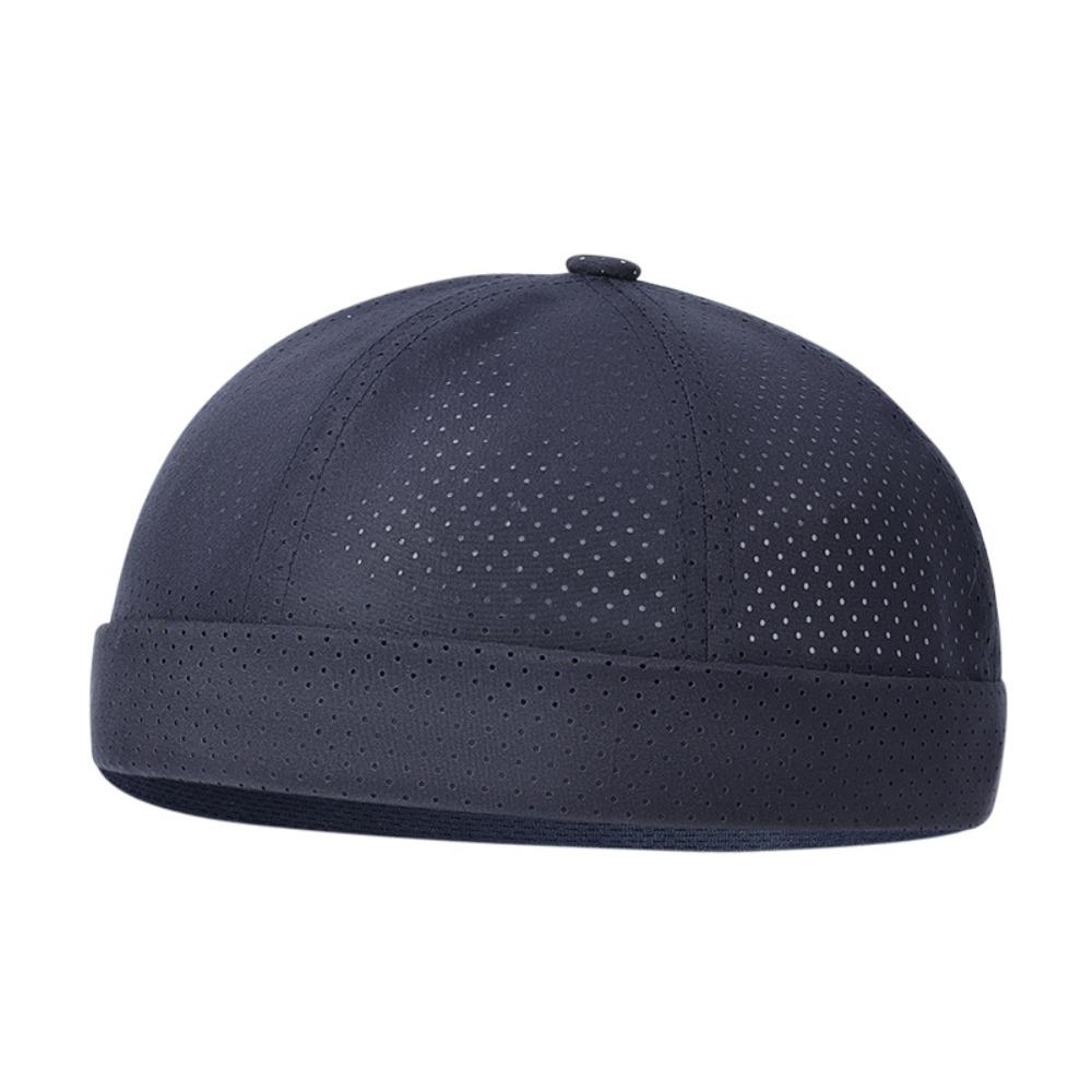 Retro Brimless Docker Cap Quick Drying Melon Skin Caps Casual Skullcap  Unisex