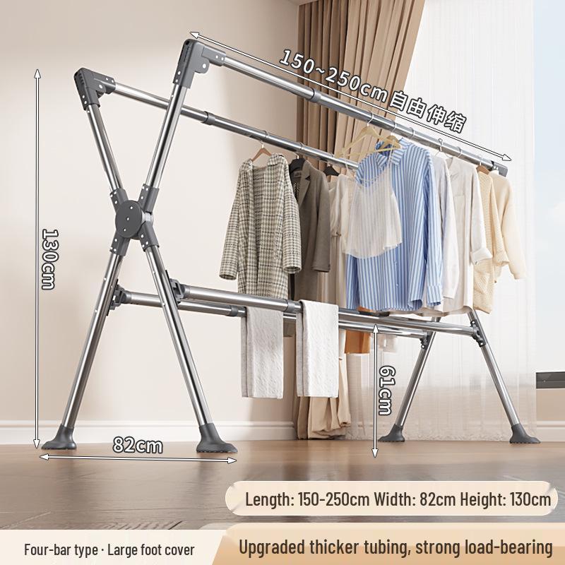 Sturdy Stainless Steel Clothes Drying Rack with Single Rod for Indoors and Outdoors