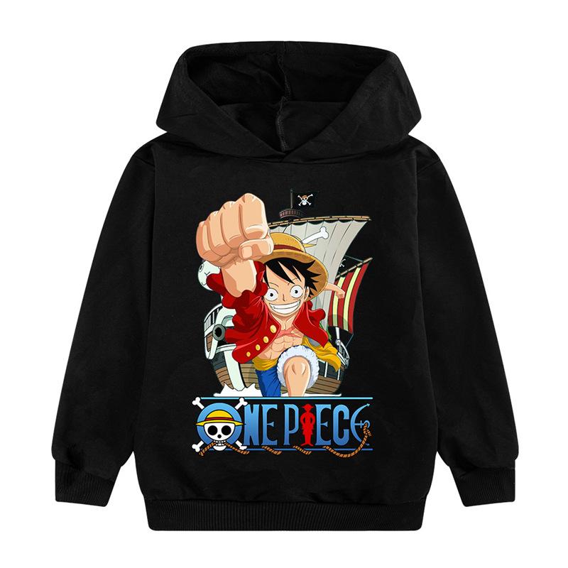 2026 One Piece Autunno Inverno Nuovo One Piece Luffy Felpa con Cappuccio Anime Ragazzi Ragazze Felpa con Cappuccio Felpa Stampa Casuale Cartone Animato Top per Bambini