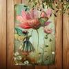 Vintage Fairy Butterfly Flower Metal Wall Art Sign