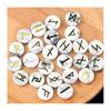25Pcs Faux Crystal Agate Rune Stone Set Alphabet Rune Round Set Nordic Germanic Language Stone for Witchcraft Fortune-Telling