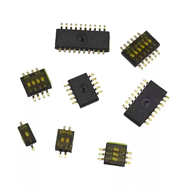 1,27 mm Schwarzer SMT Flachkippschalter DIP-Schalter, 2-10 Positionen (DSHP03TSGER)