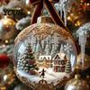 Aufwendige Feiertagsdekoration 3D Märchenplanet Weihnachtsbaumschmuck Schneekugeln Weihnachtsbaum Schneeflocke Rentier Hängedekoration für Zuhause Bezaubernd