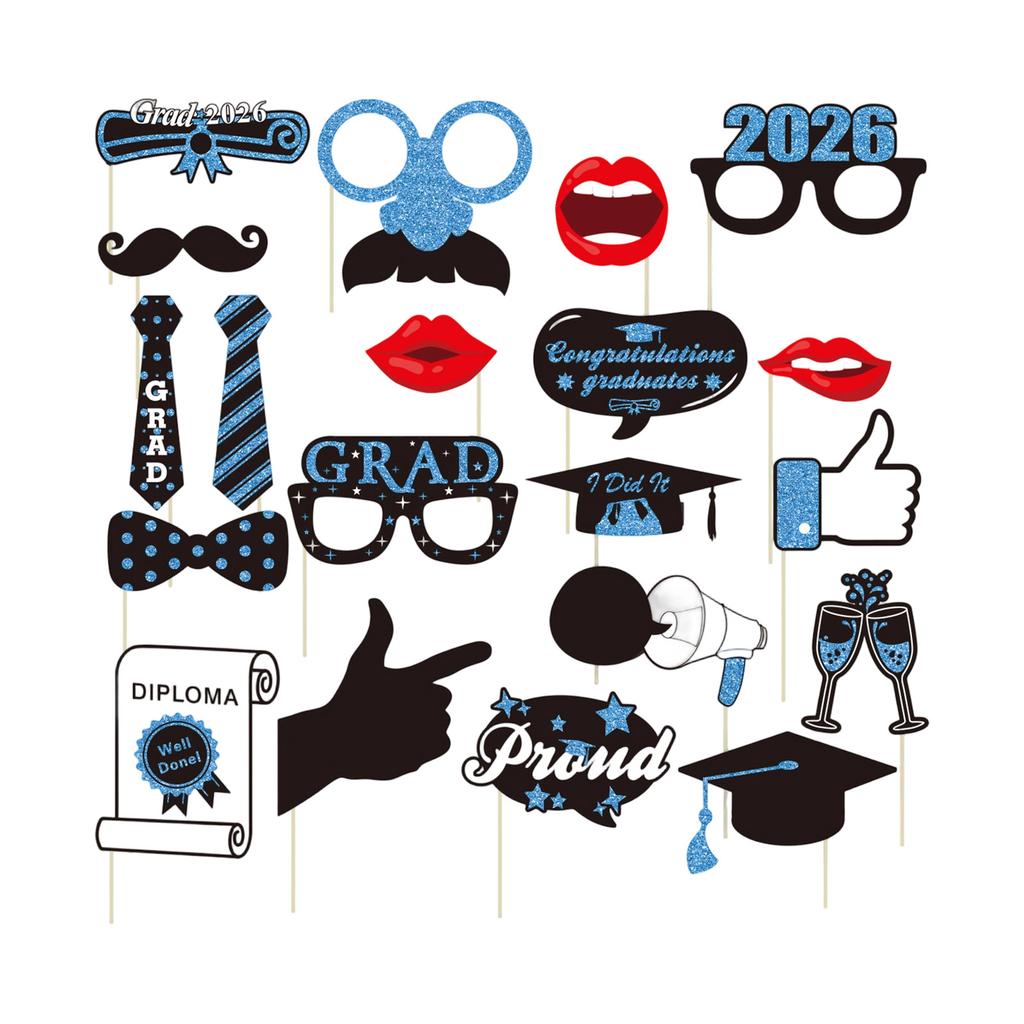 2026 Graduation Photo Booth Props Set Graduation Party Decorations Photo Accessories for Graduation Celebration Party Supplies