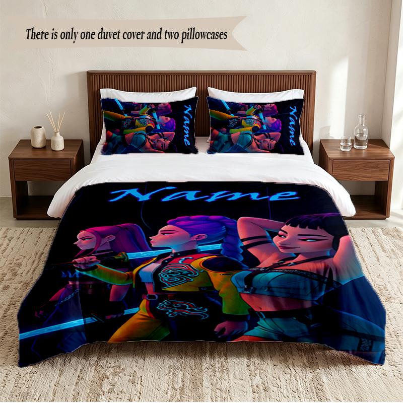 HUNTRIX Personalisierte Individuelle Name 3-teiliges Bettwäsche-Set Weiches Bettbezug-Set Für Schlafzimmer Heimdekoration