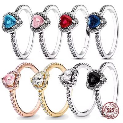 New 925 Silver Exquisite Heart-shaped Sparkling Ring Classic Jewelry Christmas Gift To Family