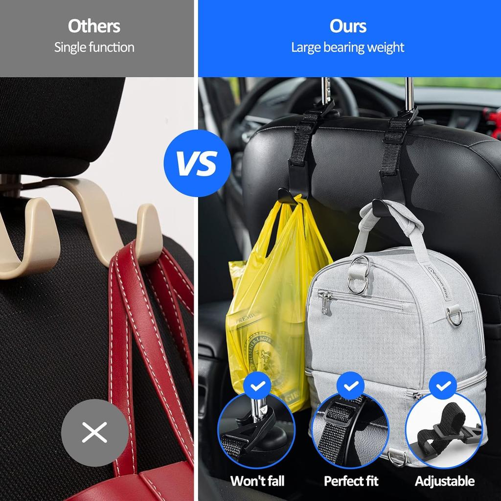 Adjustable Car Seat Headrest Hook, Universal Storage Headrest Hanger, Holder Hooks, Organizer For Vehicle, Strong And Durable Backseat Hanger