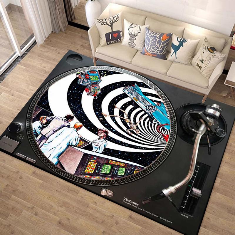 1PC Vinyl Disc Player Pattern Rug Carpets for Bedroom Living Room Sofa Music Mat Creative Door Mat Cloakroom Home Decor Gifts